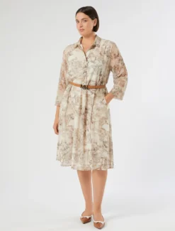 Abito in georgette stampato - BIANCO