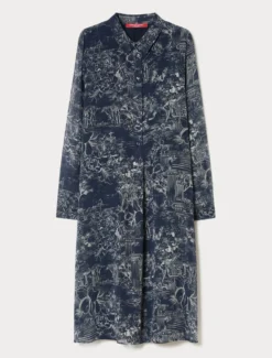 Abito in georgette stampato - BLU CINA