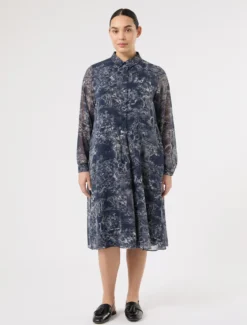 Abito in georgette stampato - BLU CINA