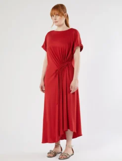 Abito in jersey con arricciatura - ROSSO