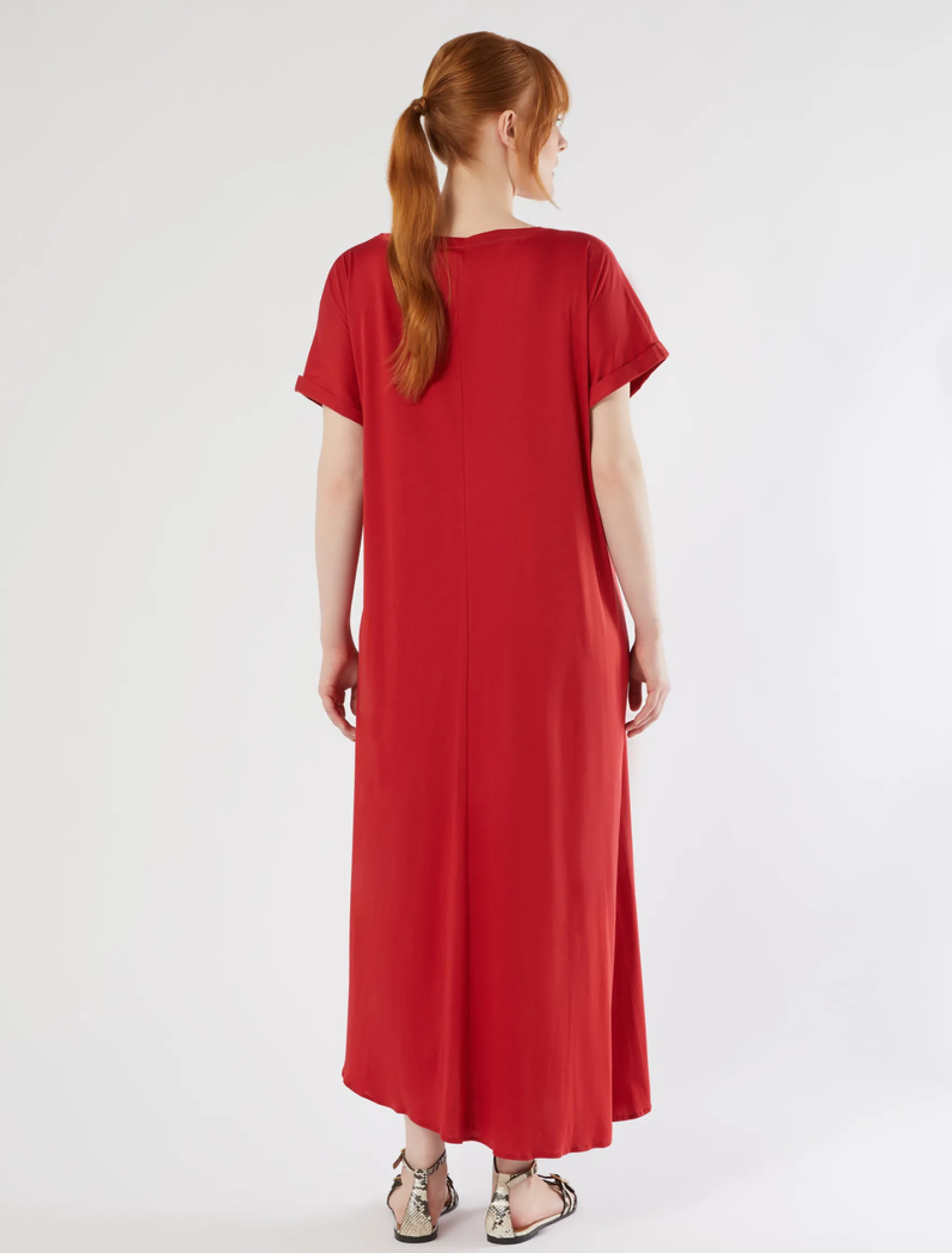 Abito in jersey con arricciatura - ROSSO