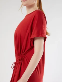 Abito in jersey con arricciatura - ROSSO
