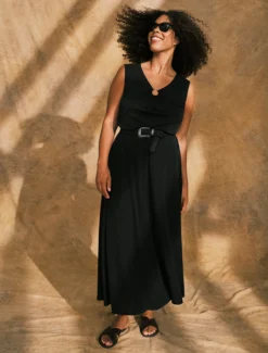 Abito in jersey interlock - NERO