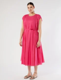 Abito in mussola ricamata - FUXIA