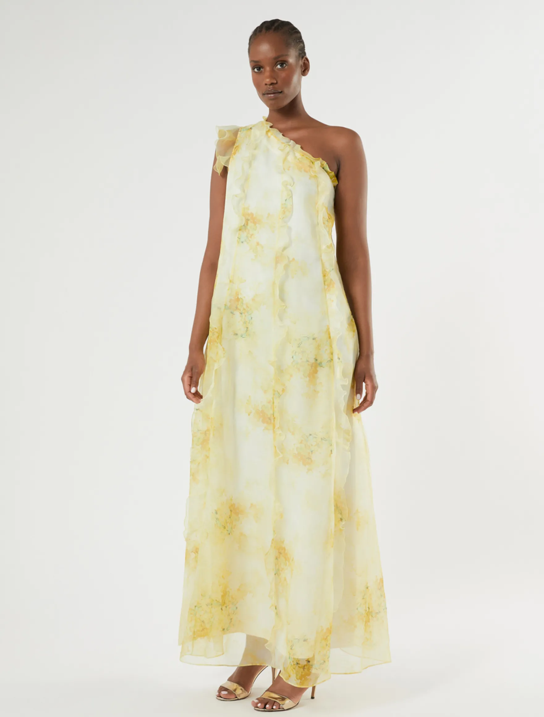 Abito in organza di seta - GIALLO CHIARO