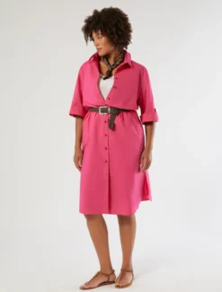 Abito in popeline di cotone - FUXIA