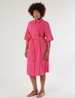 Abito in popeline di cotone - FUXIA