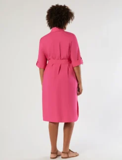 Abito in popeline di cotone - FUXIA