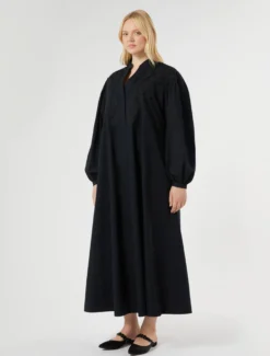 Abito in popeline di cotone organico - NERO