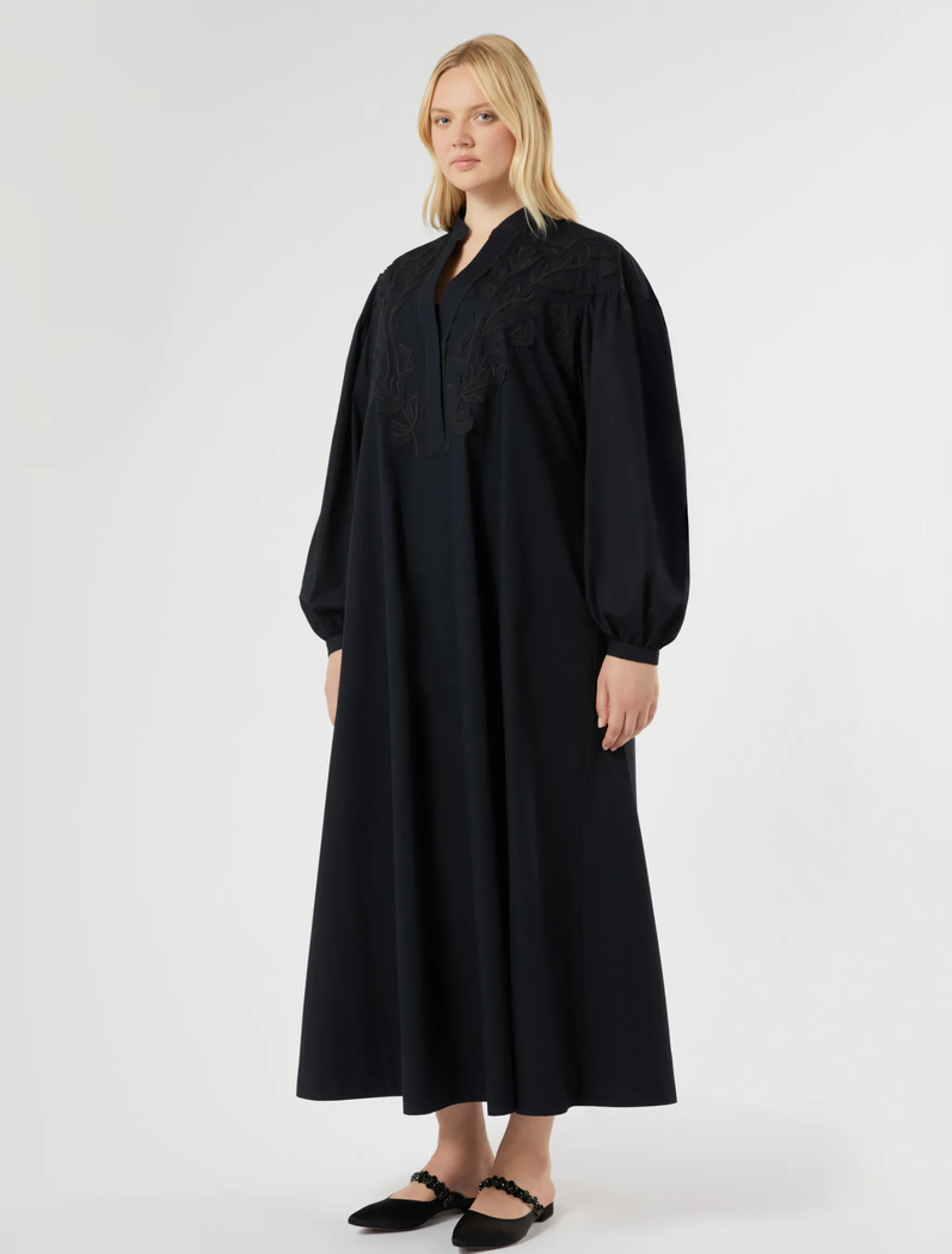 Abito in popeline di cotone organico - NERO