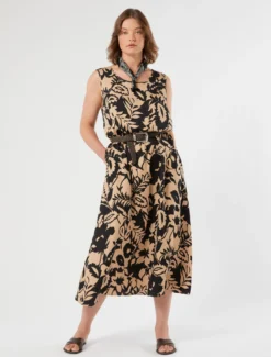 Abito in raso di viscosa - BEIGE