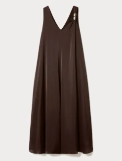 Abito in satin - MARRONE SCURO