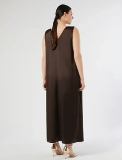 Abito in satin - MARRONE SCURO