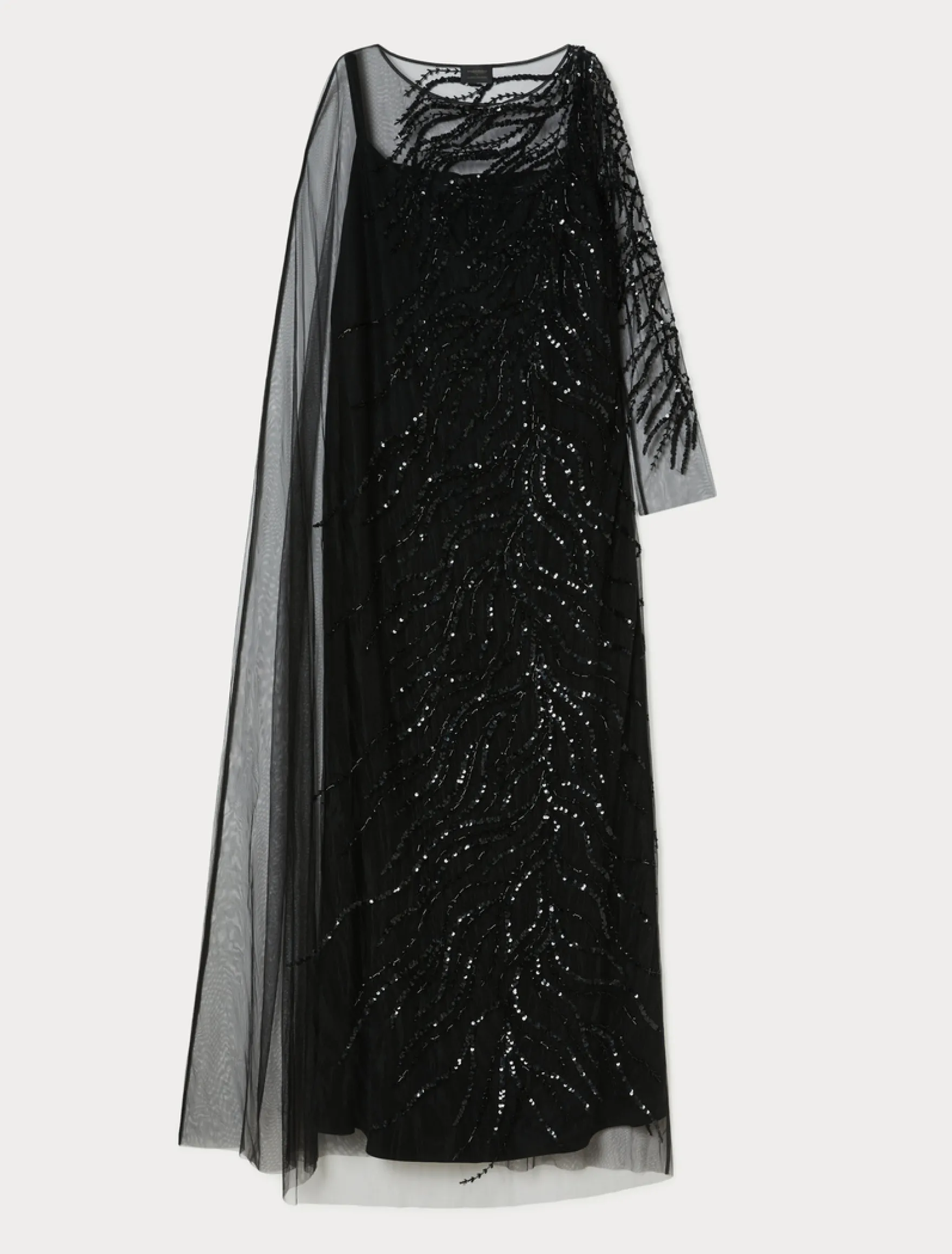 Abito in tulle con ricamo - NERO