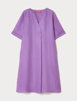 Abito in twill di misto lino - VIOLA