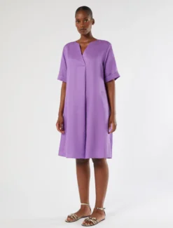 Abito in twill di misto lino - VIOLA