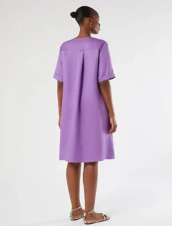 Abito in twill di misto lino - VIOLA