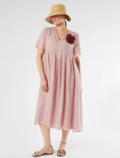 Abito in twill di ramiè - ROSA ANTICO