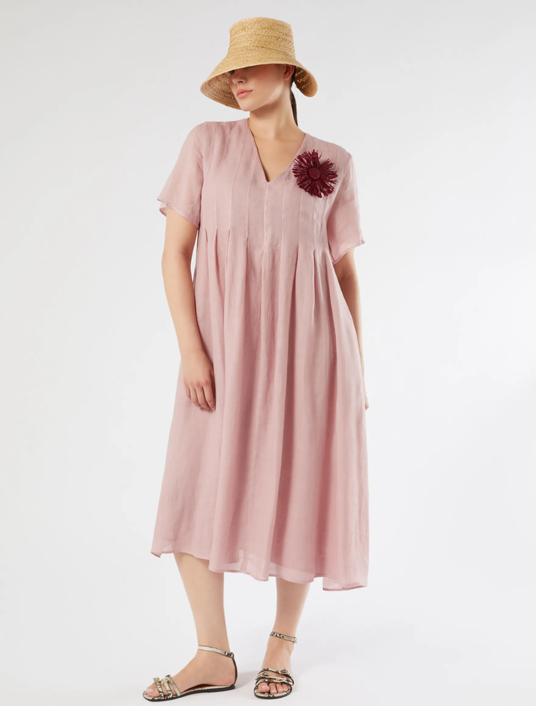 Abito in twill di ramiè - ROSA ANTICO
