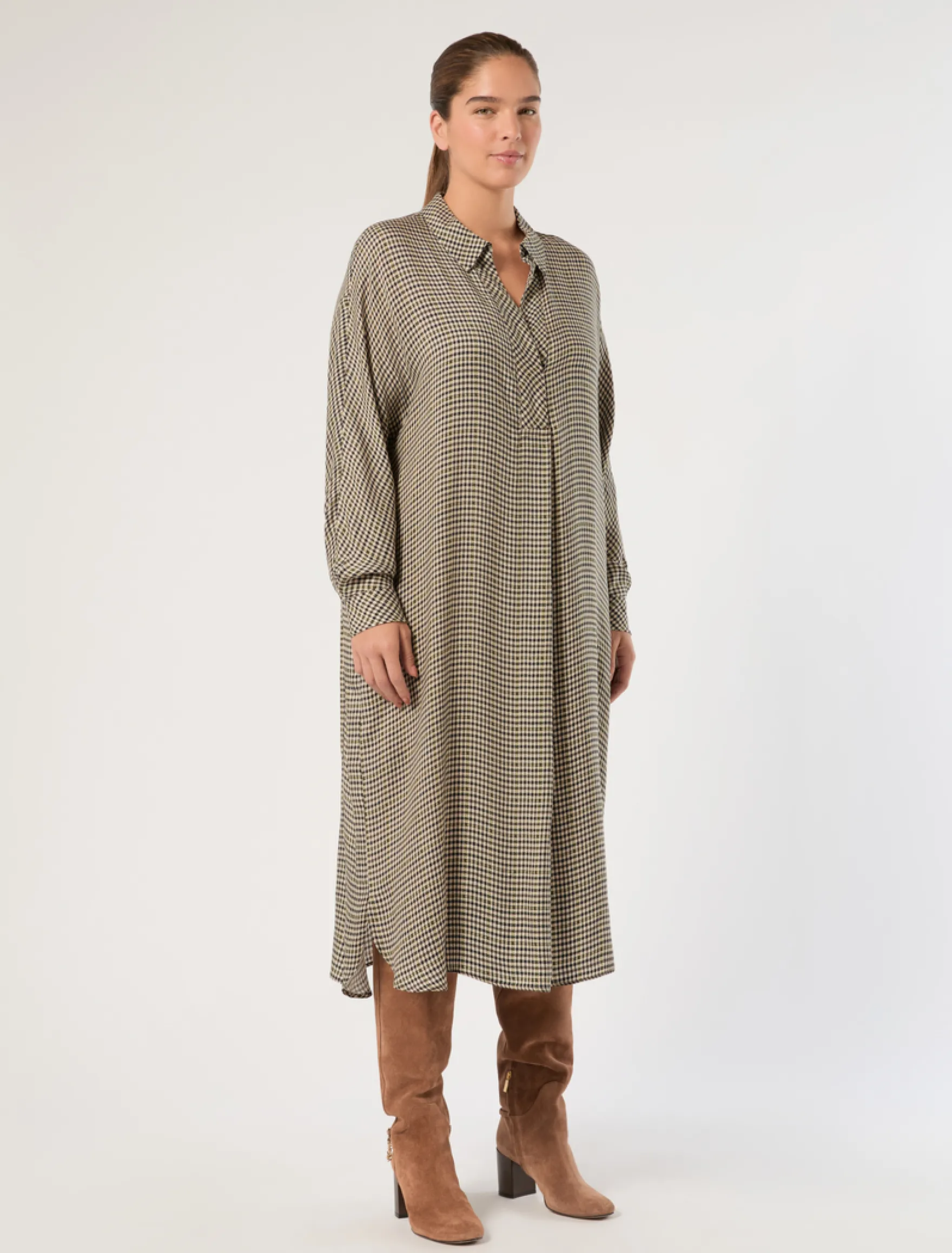Abito in twill - MARRONE BORDEAUX