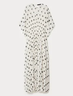 Abito lungo in georgette a pois - BIANCO AVORIO