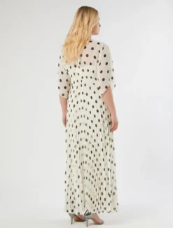 Abito lungo in georgette a pois - BIANCO AVORIO