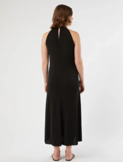 Abito lungo in jersey interlock - NERO