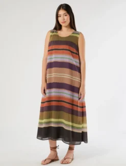 Abito lungo in tencel stampato - NERO