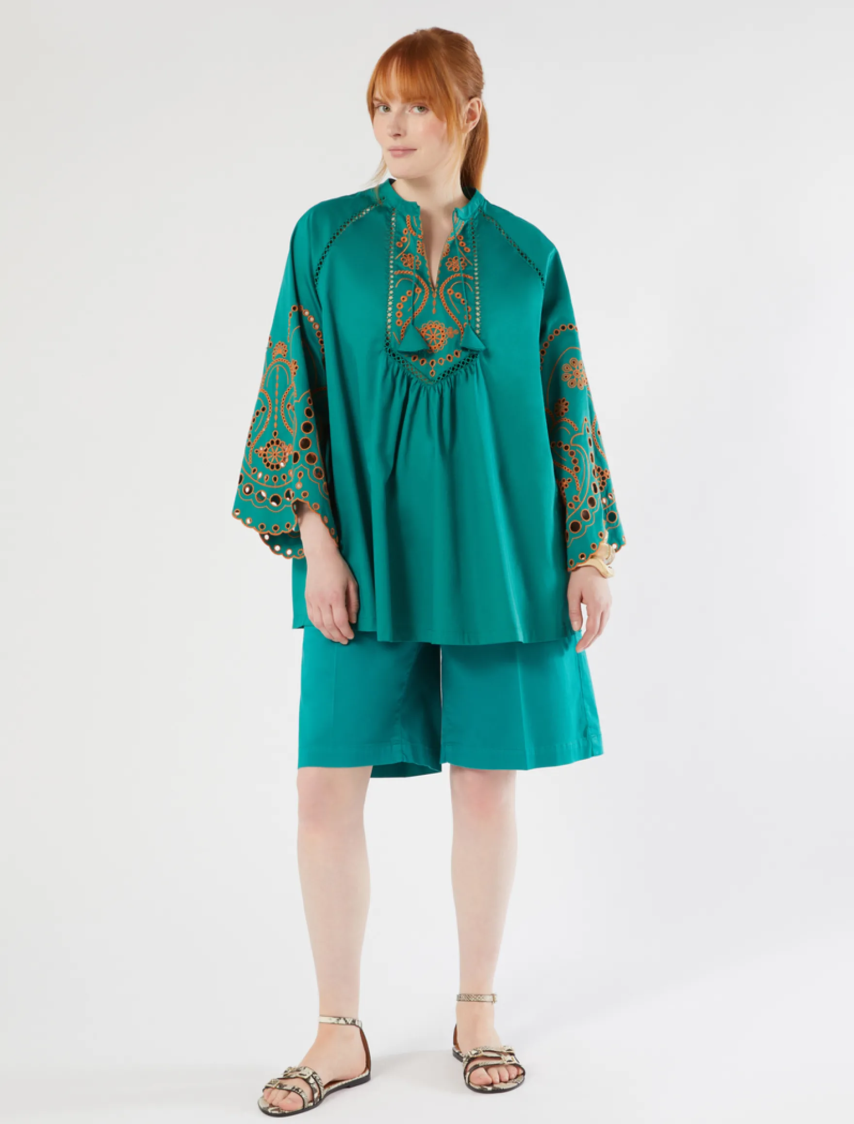 Bermuda in raso di cotone - VERDE