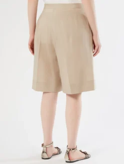 Bermuda in tela di lino - BEIGE
