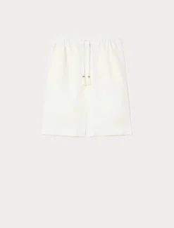 Bermuda in twill di lino - AVORIO