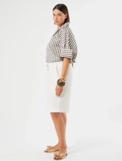 Bermuda in twill di lino - AVORIO