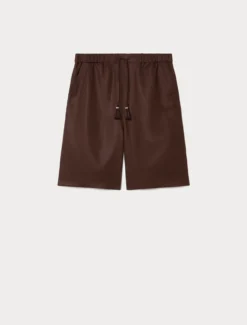 Bermuda in twill di lino - CIOCCOLATO