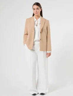 Blazer in jersey scuba crêpe - CAMMELLO