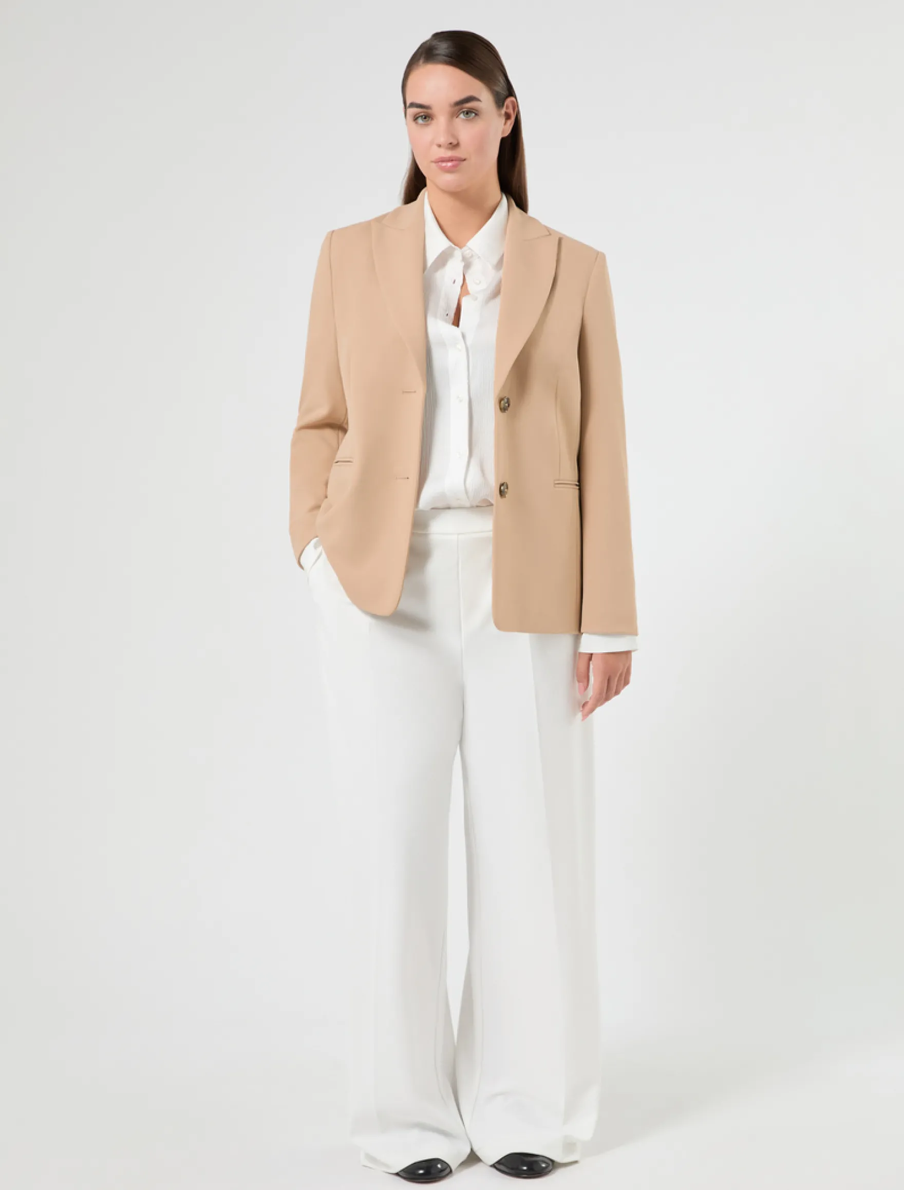 Blazer in jersey scuba crêpe - CAMMELLO