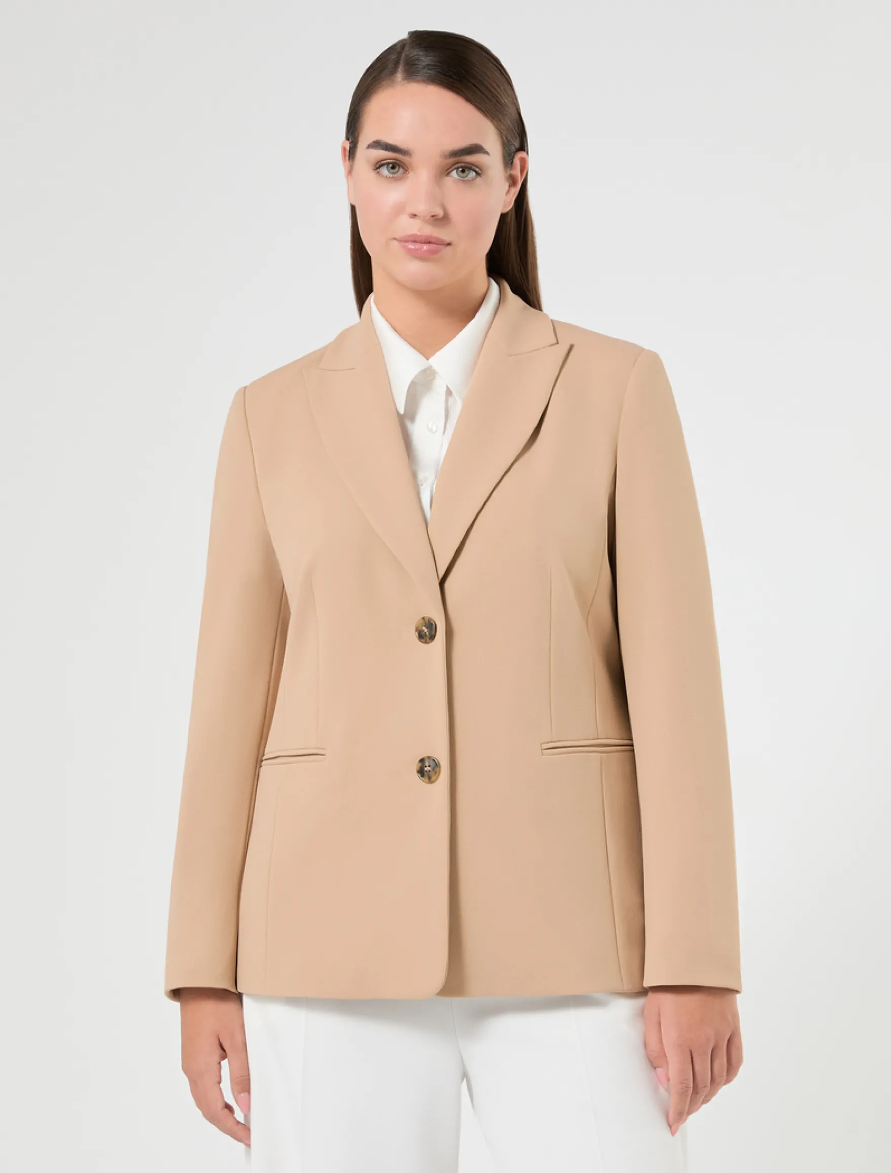 Blazer in jersey scuba crêpe - CAMMELLO