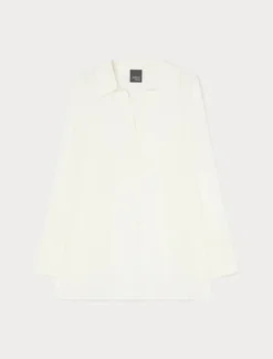 Blusa a polo in crêpe de Chine - BIANCO