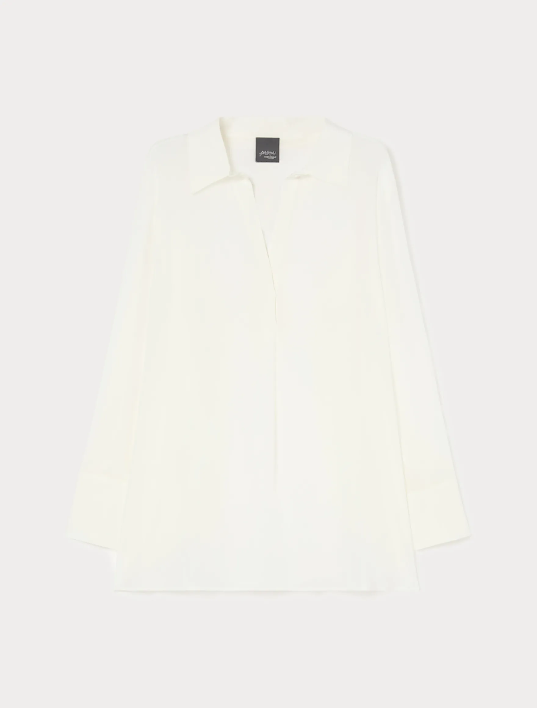 Blusa a polo in crêpe de Chine - BIANCO