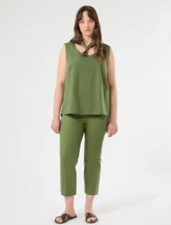 Blusa in cotone - VERDE OLIVA