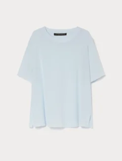 Blusa in crêpe de Chine di seta - AZZURRO