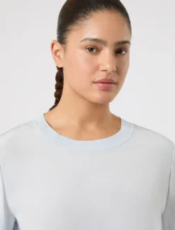 Blusa in crêpe de Chine di seta - AZZURRO