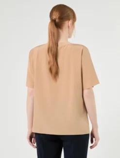 Blusa in crêpe de Chine di seta - CAMMELLO