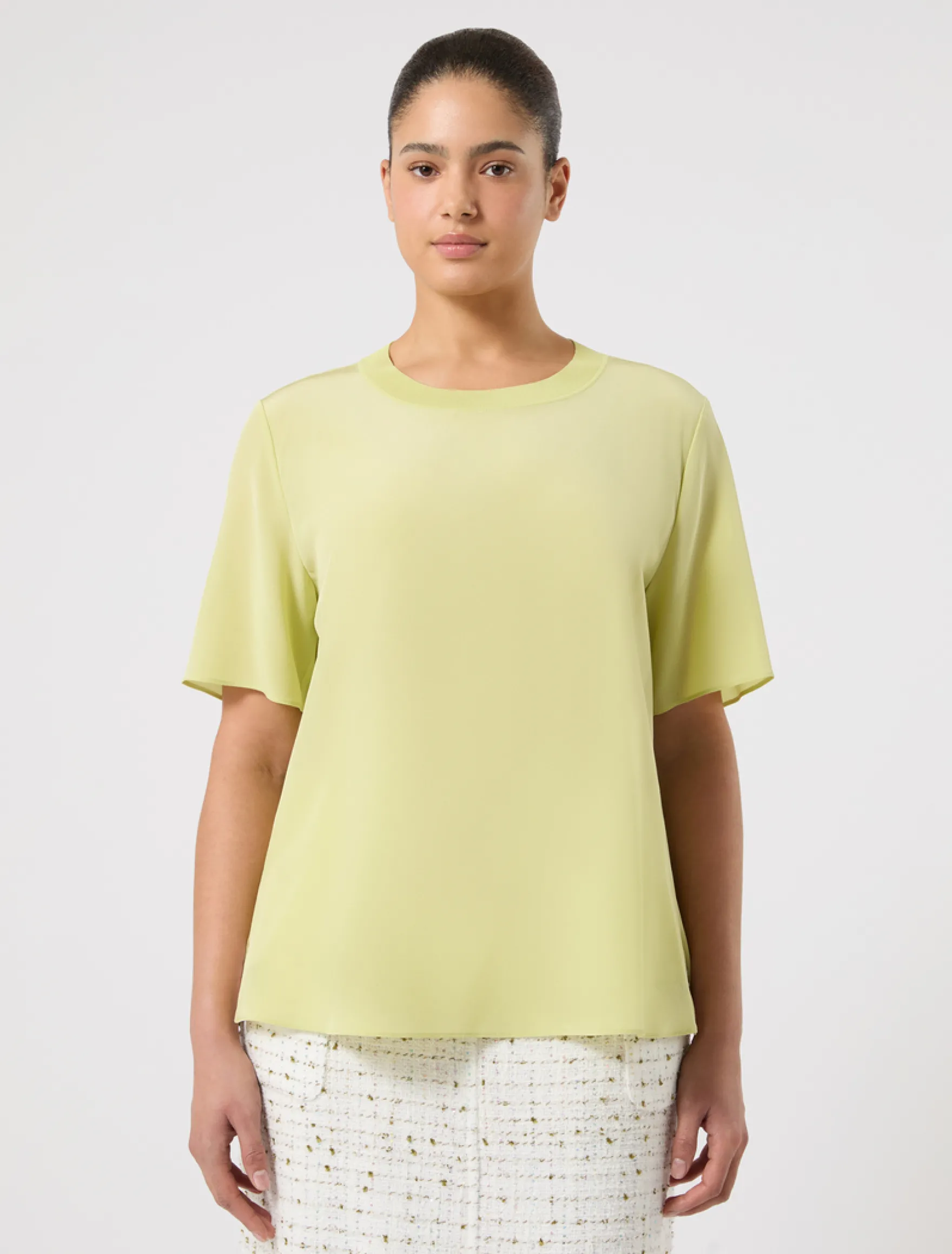 Blusa in crêpe de Chine di seta - LIME