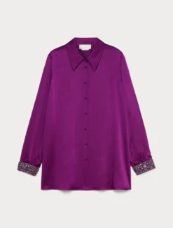 Blusa in crêpe envers satin - FUXIA VIOLA