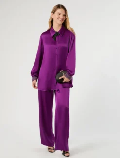 Blusa in crêpe envers satin - FUXIA VIOLA