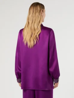 Blusa in crêpe envers satin - FUXIA VIOLA