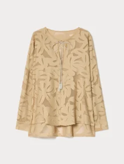 Blusa in fil coupé di viscosa - BEIGE