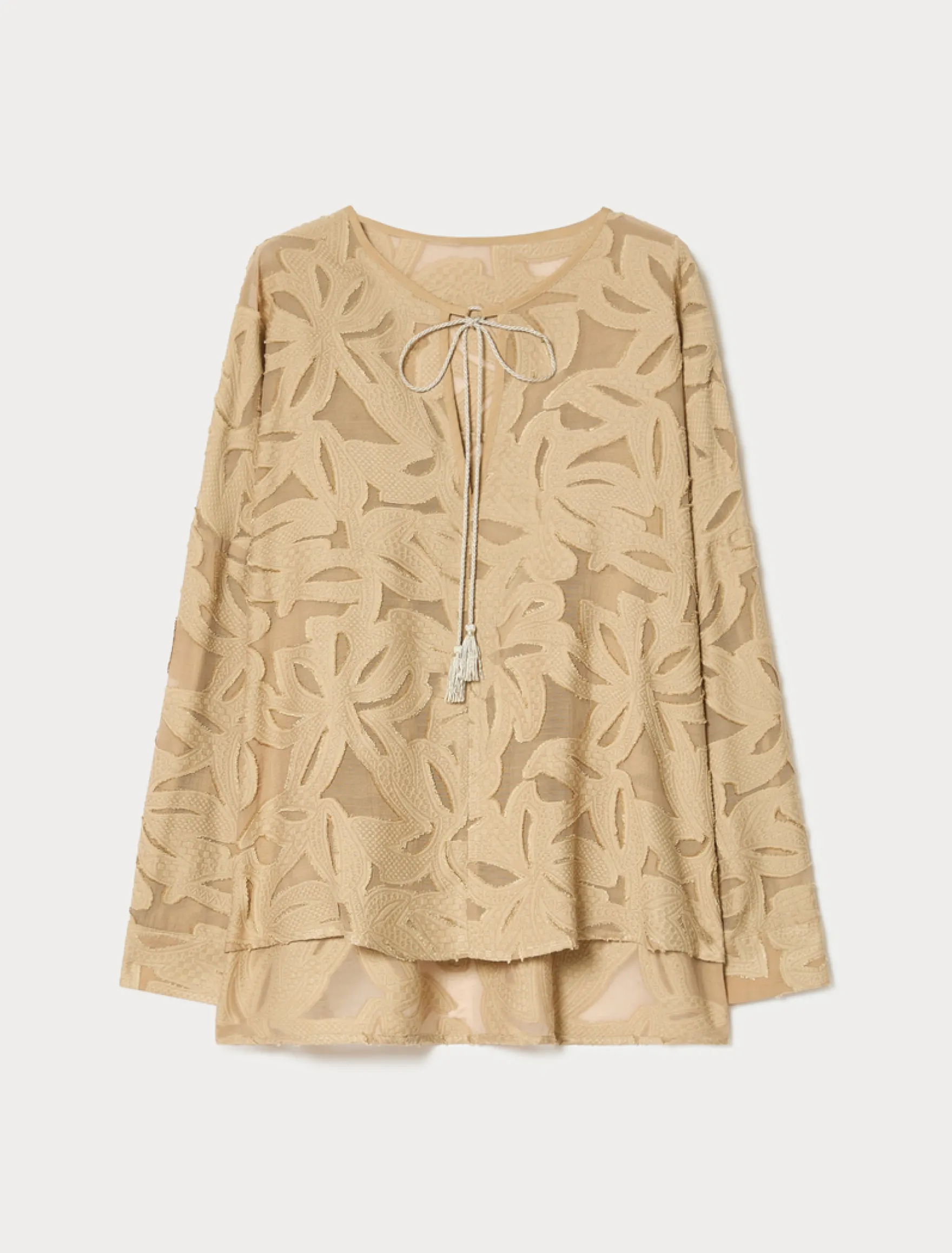 Blusa in fil coupé di viscosa - BEIGE