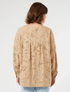 Blusa in fil coupé di viscosa - BEIGE