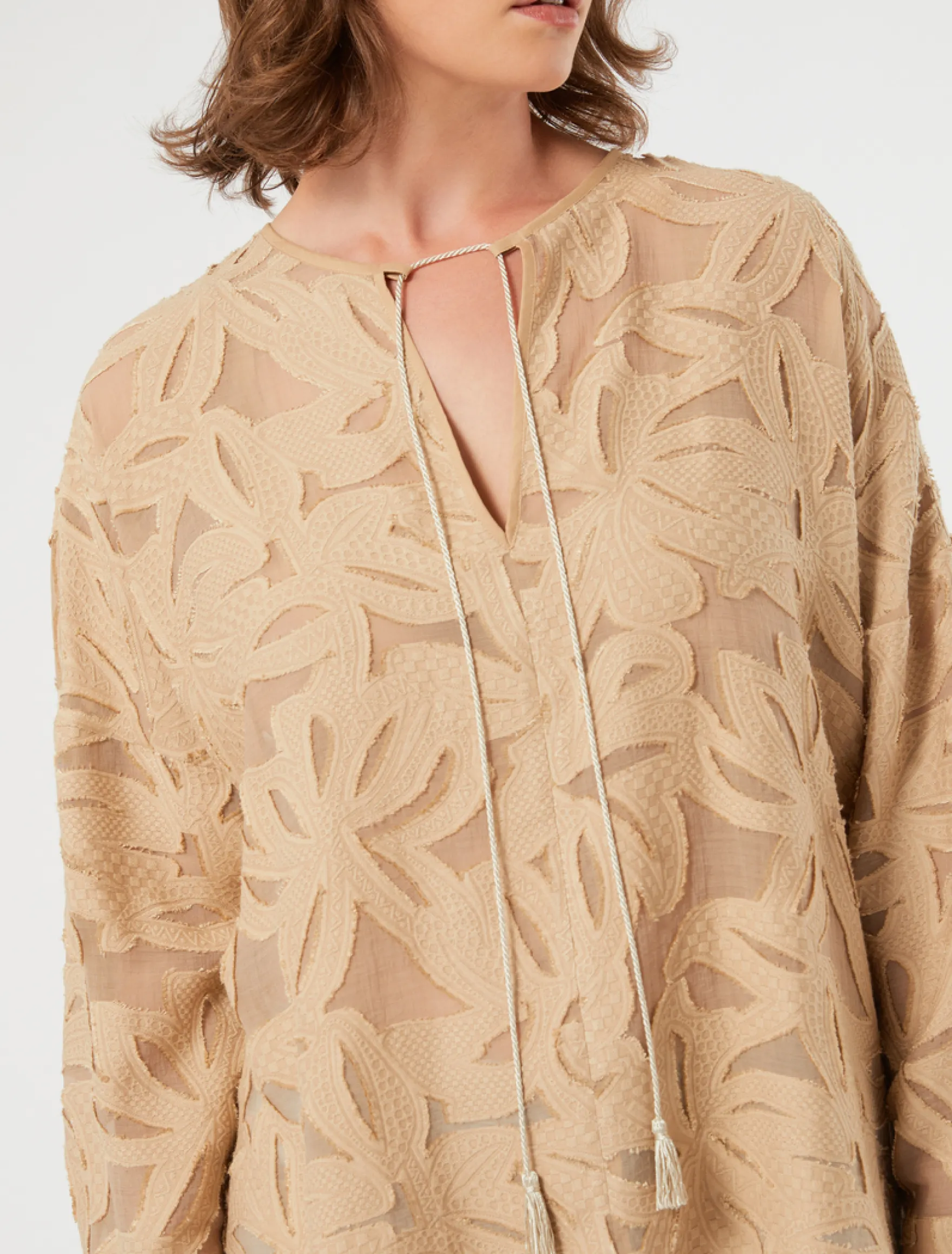 Blusa in fil coupé di viscosa - BEIGE